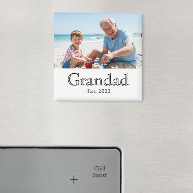 Grandad Established Photo Black Bold Minimal Magnet (Skapare uppladdad)