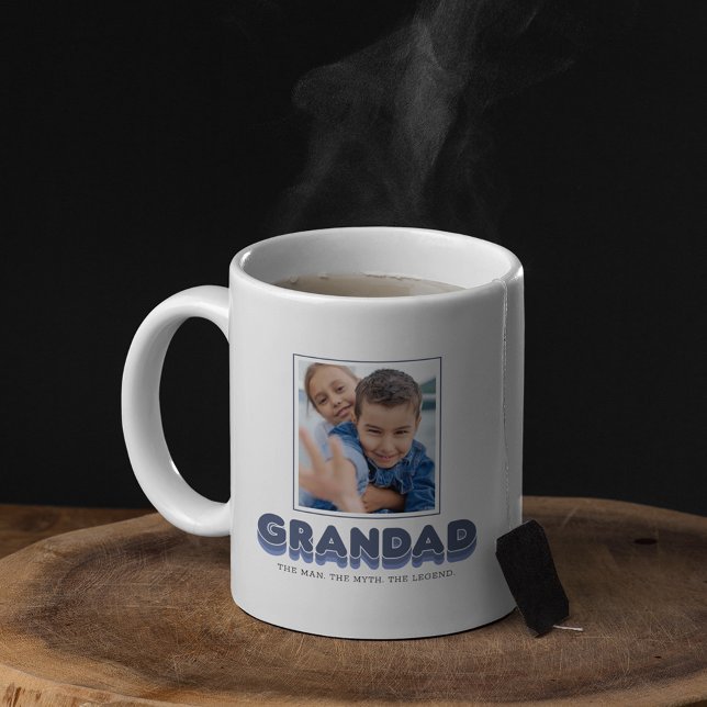 Grandad Man Myth Legend 2 Photo Collage Coffee Mug Kaffemugg (Skapare uppladdad)