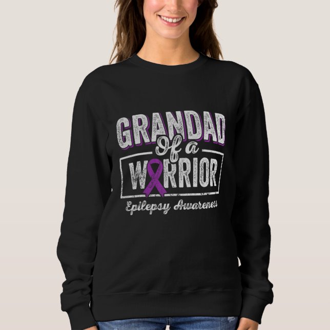 Grandad of a Warrior Epilepsy Grandad Purple Ribbo T Shirt (Framsida)