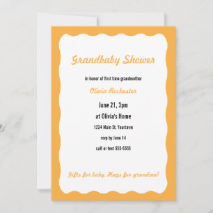 Grandbaby Shower med orange gräns Inbjudningar