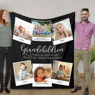 Grandchild Dikt 6 Photo Collage Black and White Fleecefilt