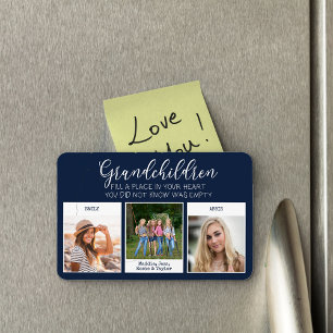 Grandchild Quote 3 Snapshot Photo Blue Magnet