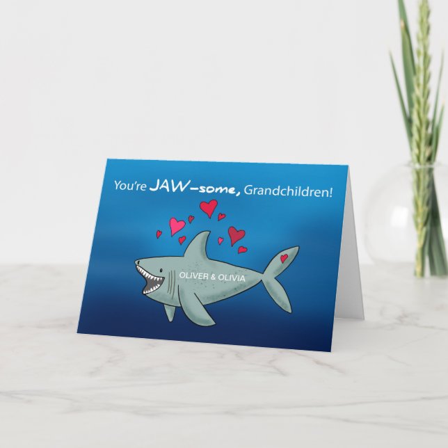 Grandchild Valentines day Shark Kort (Framsida)