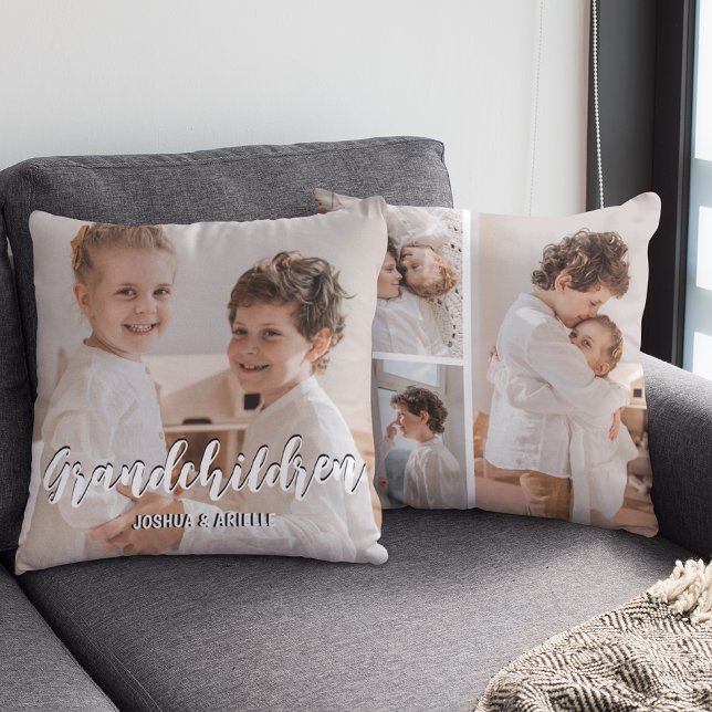 Grandchildren Customized Photo Collage Kudde (Skapare uppladdad)