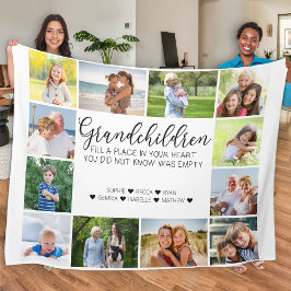 Grandchildren Dikt 12 Photo Collage White Fleecefilt