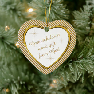 Grandchildren Gift Guld Heart Keepsaké Julgransprydnad Keramik