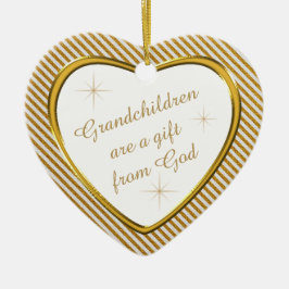 Grandchildren Gift Guld Heart Keepsaké Julgransprydnad Keramik