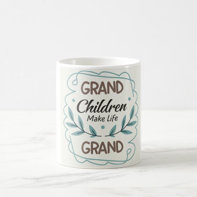 Grandchildren Make Life Grand  Hand Lettered Quote Kaffemugg (Center)