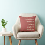 Grandchildren Namn Terracotta Modern Trendig Gift Kudde<br><div class="desc">Upptäck allt utrymme med denna fantastiska Terracotta Dekorativ kudde, med modern, djärv typografi som stolt visningar namn från omhuldade barnbarn. Det här trendiget blandar contemporary stil med hjärtliga känslor, skapar det en perfekt gåva till mor- och farföräldrar. Oavsett om den visas på en soffa, säng eller favoritstol är den här...</div>