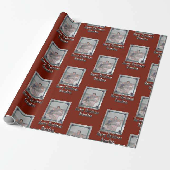 Grandchildren Photo God jul Grandma Red Presentpapper (Utrullad)