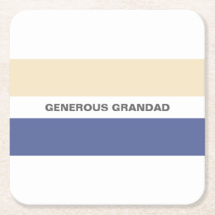 Granddad Add Your Name Peach and Blue Underlägg Papper Kvadrat