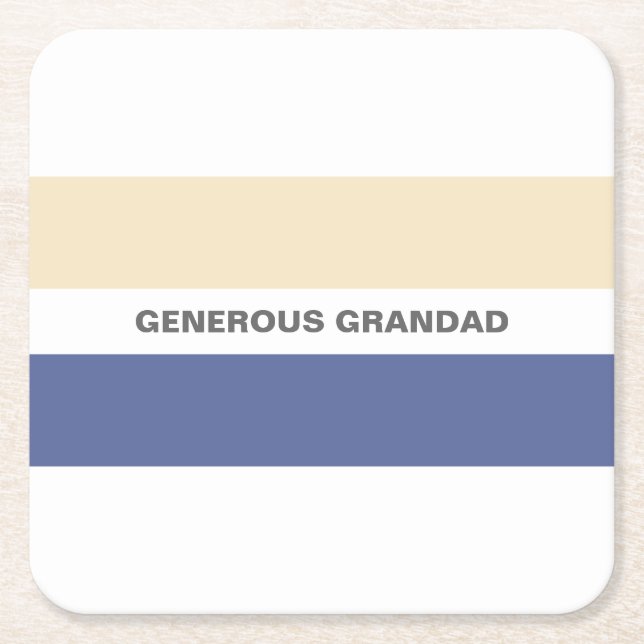 Granddad Add Your Name Peach and Blue Underlägg Papper Kvadrat (Framsidan)