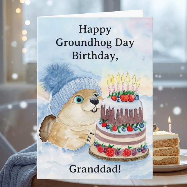 Granddad Happy Groundhog Day Birthday Groundhog Kort (Skapare uppladdad)