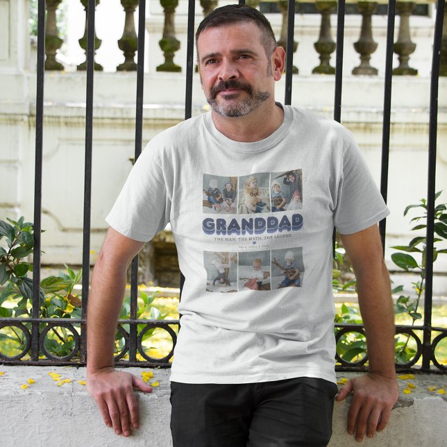 Granddad Man Myth Legend 6 Photo Collage T Shirt (Skapare uppladdad)