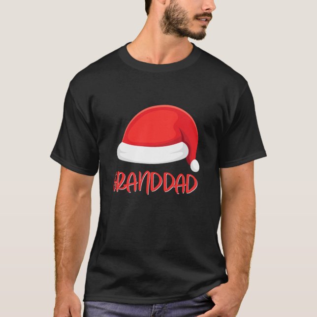 Granddad Santa Hat Matching Familjjuljul T Shirt (Framsida)