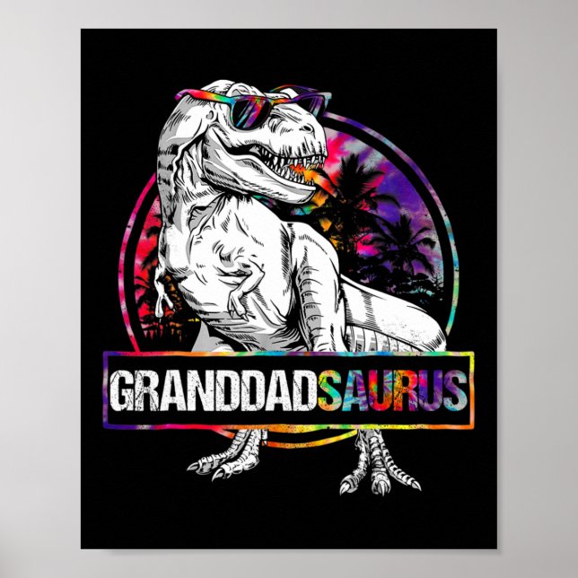 Granddadsaurus Dinosaur Farfar Saurus Matchande T Poster (Framsidan)