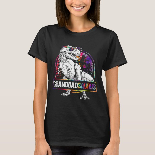 Granddadsaurus Dinosaur Farfar Saurus Matchande T Shirt (Framsida)