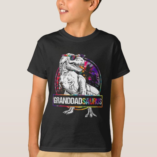 Granddadsaurus Dinosaur Farfar Saurus Matchande T Shirt (Framsida)