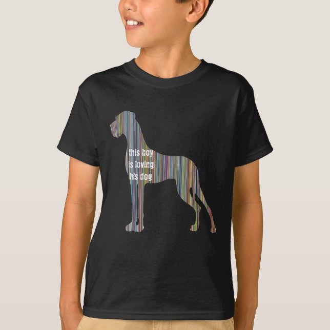 Granddanois gjort av färgglada ränder  t shirt (Framsida)