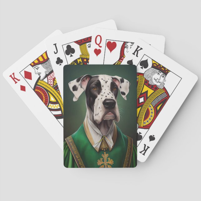 Granddanois i St. Patricks Day-dräkt Casinokort (Baksidan)