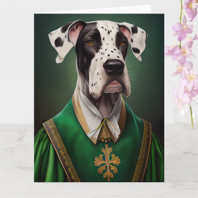 Granddanois i St. Patricks Day-dräkt Kort (Orkide)