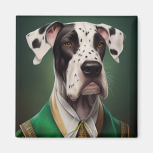 Granddanois i St. Patricks Day-dräkt Magnet