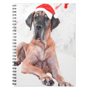 Granddansk hund julhatt God Jul Anteckningsbok