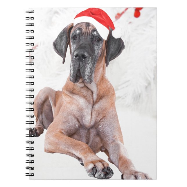 Granddansk hund julhatt God Jul Anteckningsbok (Framsidan)