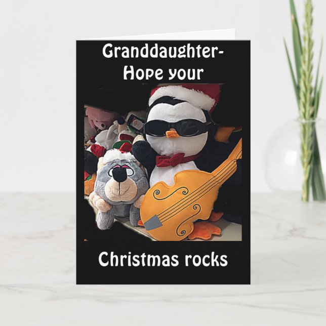 **GRANDDAUGHTE-H0PE Y0UR JUL "R0CKS"-DU STEN HELGKORT (Framsida)