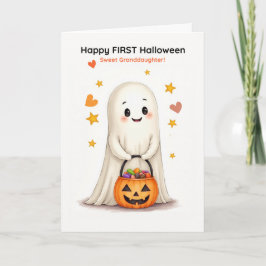 Granddaughter First Halloween Cute Shy Ghost Kort