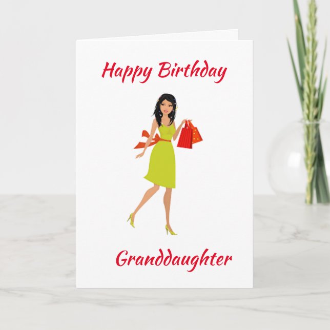 "GRANDDAUGHTER" GRATTIS PÅ FÖDELSEDAGEN-KORT KORT (Framsida)