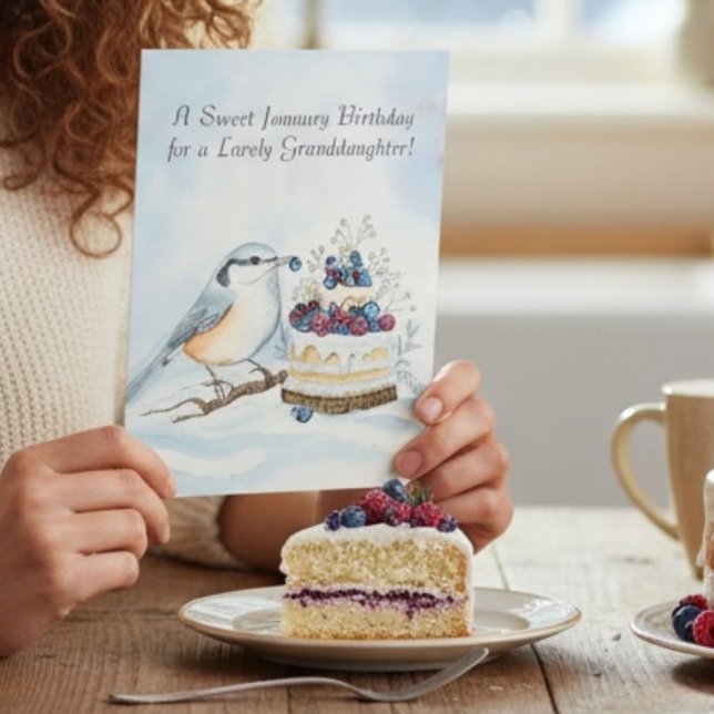 Granddaughter Happy January Birthday Birds Kort (Skapare uppladdad)