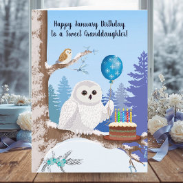 Granddaughter Happy January Birthday Snowy Owl Kort