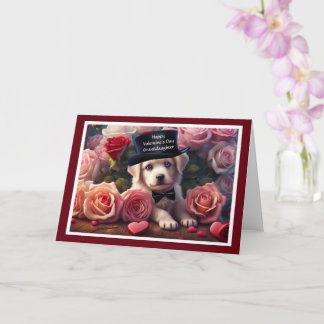 Granddaughter Happy Valentine's Day with Cute Pup Kort