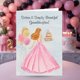 Granddaughter Sweet 16 Birthday Cake Elegant Girl  Kort