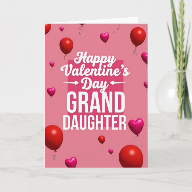 Granddaughter Valentines Balloon Card Kort (Framsida)