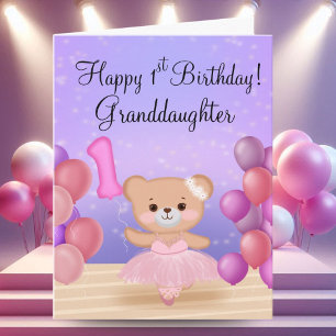 Granddotter 1:a födelsedags teddybjörn ballerina kort