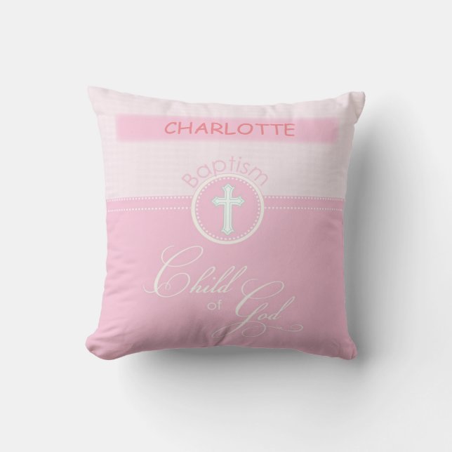 "Granddotter Baptism, eget namn, Rosa Child" Kudde (Framsida)