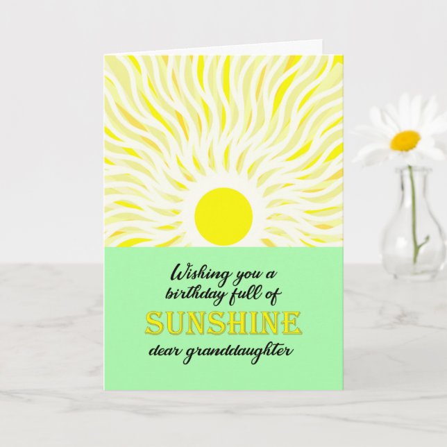 Granddotter Birthday Bright Sunshine Card Kort (Liten växt)