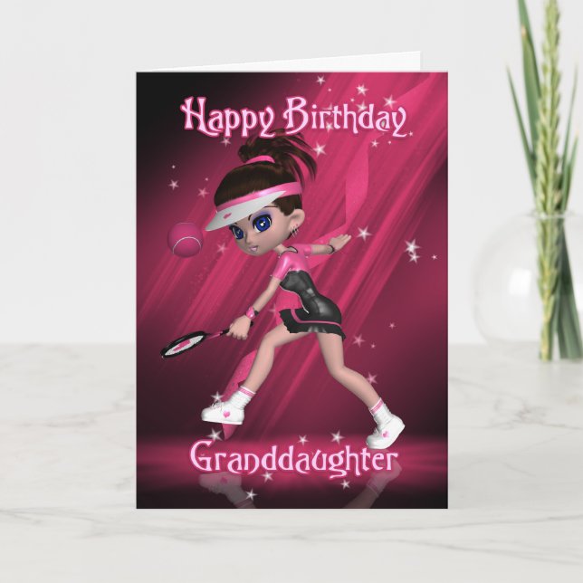 Granddotter Birthday Card - Tennis Kort (Framsida)
