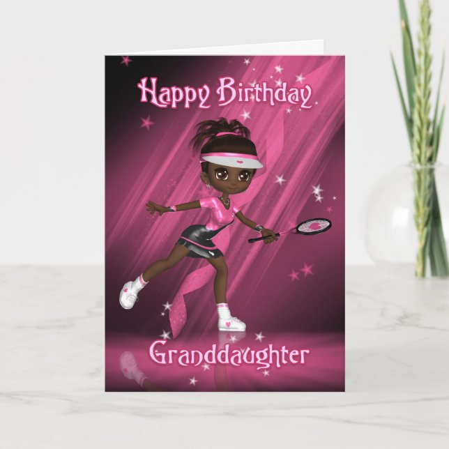 Granddotter Birthday Card Tennis Player - Tweens Kort (Framsida)