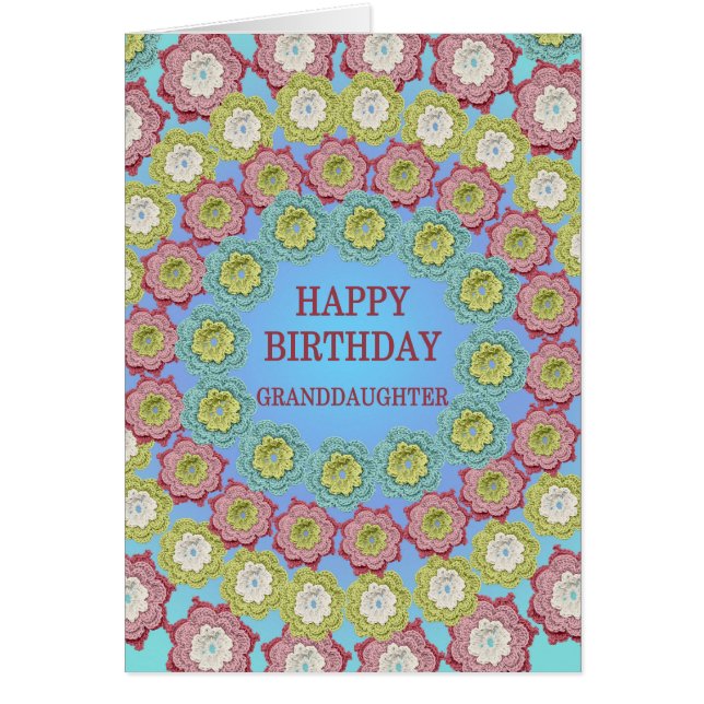 Granddotter Birthday Crochet Flowers Hälsningskort (Framsidan)