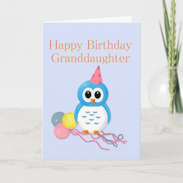 Granddotter Birthday Cute Uggla Kort (Framsida)