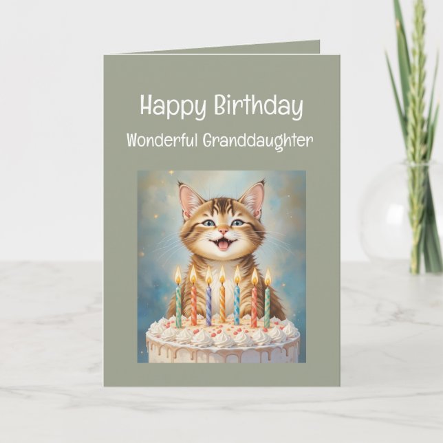 Granddotter Birthday Funny Cat Smiling Kort (Framsida)