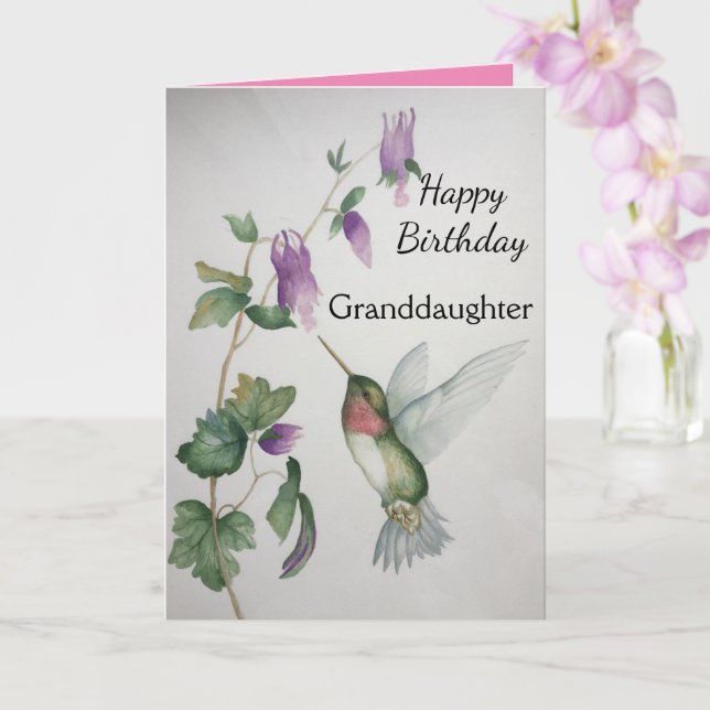 Granddotter Birthday Hummingbird Garden Kort (Orkide)