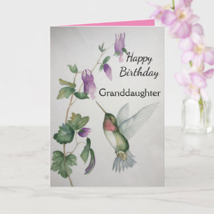 Granddotter Birthday Hummingbird Garden Kort