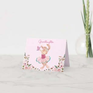 Granddotter Bunny Ballerina Rosa Girly Blommigt Helgkort