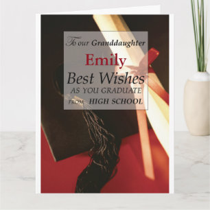 Granddotter Custom Name, Emily, High School Grad Kort