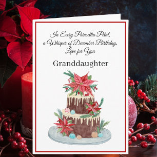 Granddotter December födelsedagstårta Poinsettia  Kort