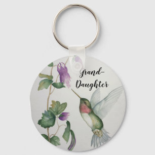Granddotter Elegant Hummingbird Button Keychain Nyckelring